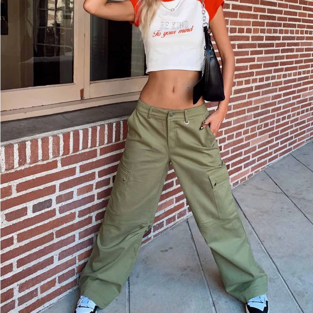 Princess polly mid rise army green cargos